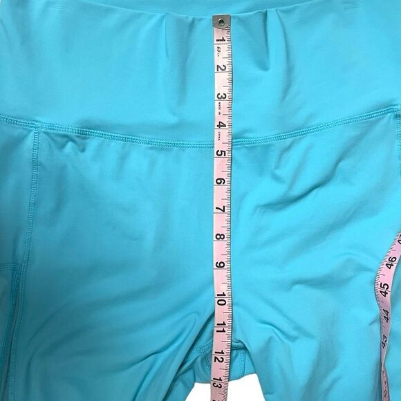 ZYIA Turquoise Blue Mesh Inset High Rise Cropped Leggings 12 - Picture 7 of 9